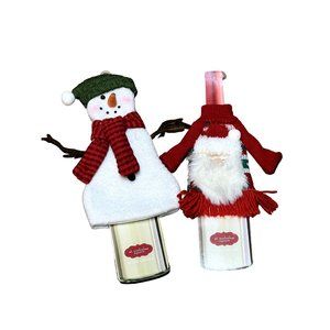 2 St. Nicholas Square Christmas Wine Covers Santa & Snowman NWT